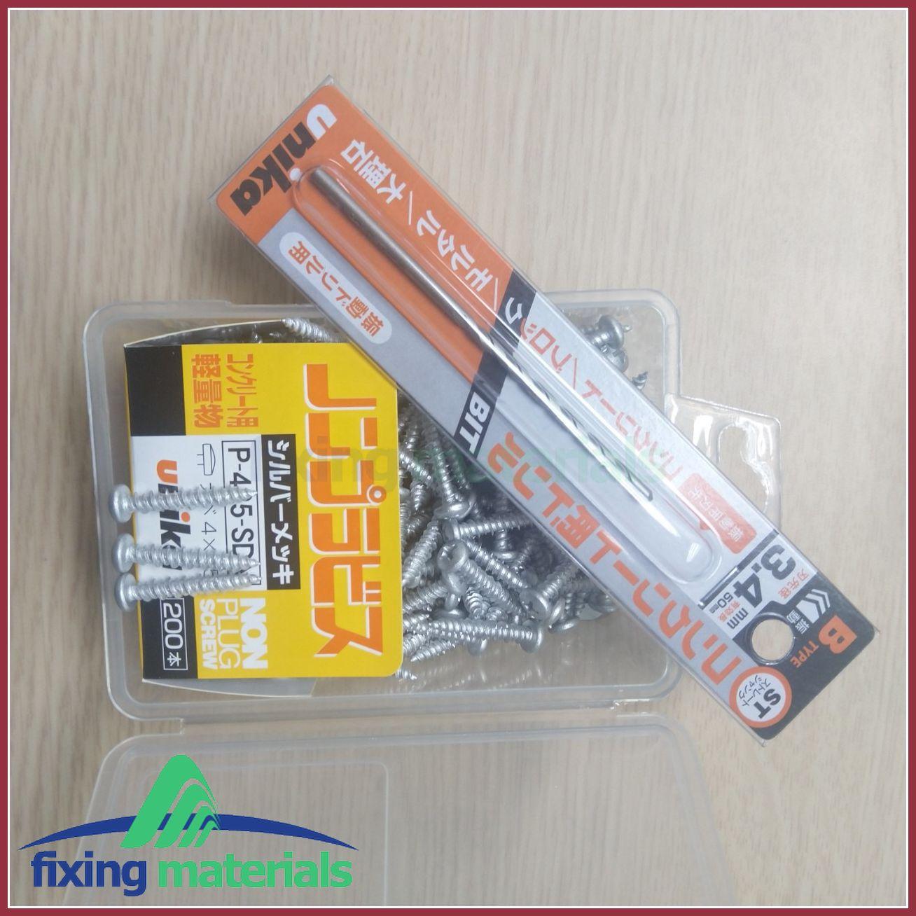 [HCM]Combo hộp vít bê tông đầu dù Unika M4x38 kèm mũi khoan (Không cần dùng tắc kê nhựa)