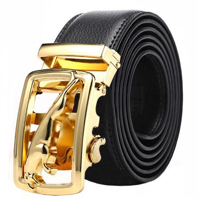 Thắt Lưng Dây Nịt Nam Da Bò may 2 viền, Khóa Tự Động Cao Cấp - Khóa Đồng Hình Báo vồ trạm 3D