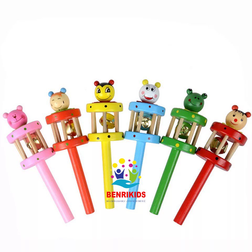 Đồ Chơi Trẻ Sơ Sinh Và Trẻ Nhỏ, Lục Lạc Cầm Tay Hình Thú Bằng Gỗ Benrikids BR90 Cho Bé Từ 3 Tháng Tuổi, Đồ Chơi Xúc Xắc Cho Bé