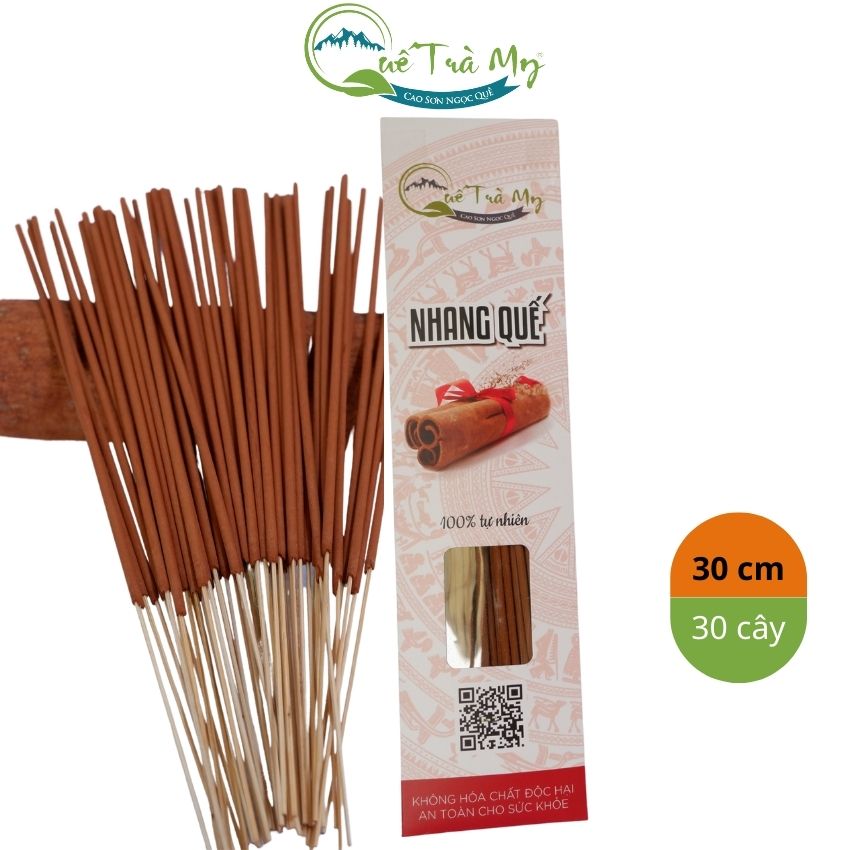 Hộp 30 cây Nhang quế 30cm nhang sạch hương quế thảo mộc nhang phòng máy lạnh ít khói Quế Trà My.FMCG.