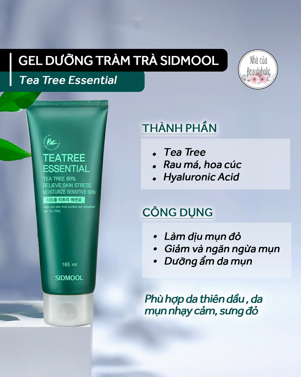 Gel dưỡng tea tree sidmool tea tree essential