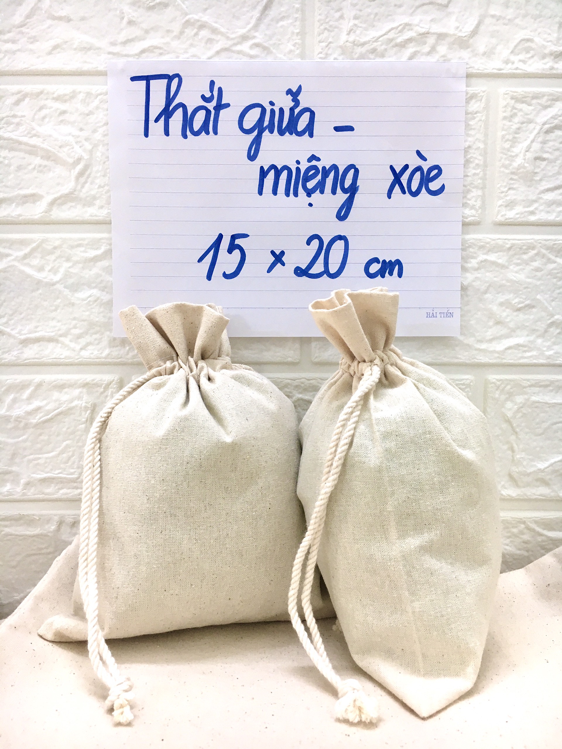 Sỉ set 10 túi vải dây rút giữa 15x20 cm