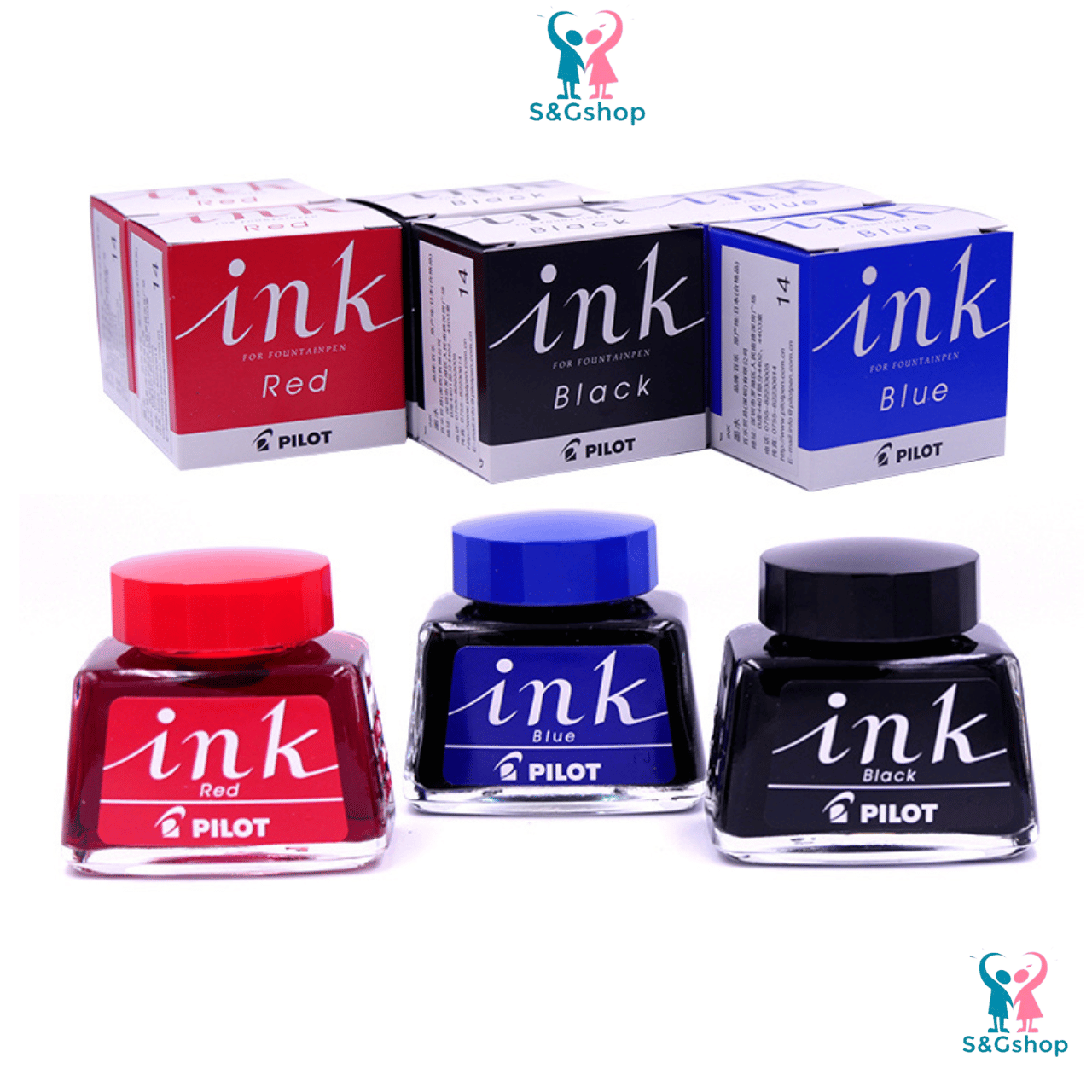 Mực bút máy Ink Pilot 30ml, không cặn, nhanh khô, bảo vệ ngòi không rỉ - mực xanh, đỏ, đen