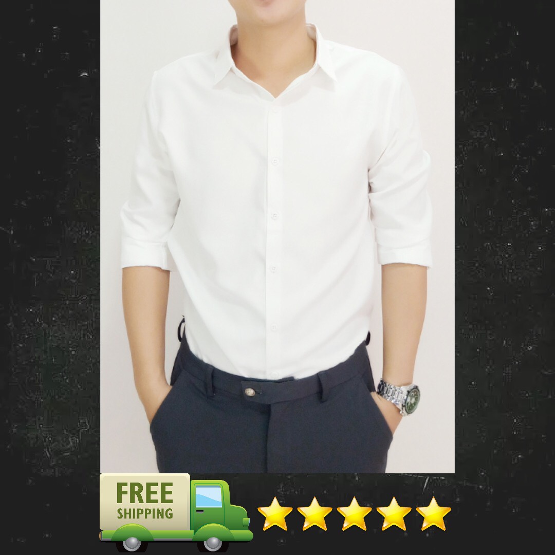 Áo sơ mi nam trắng [FREE SHIP] vài lụa cao cấp không nhăn, form hàn quốc, phù hợp đi làm, đi tiệc, đi học, đi chơi