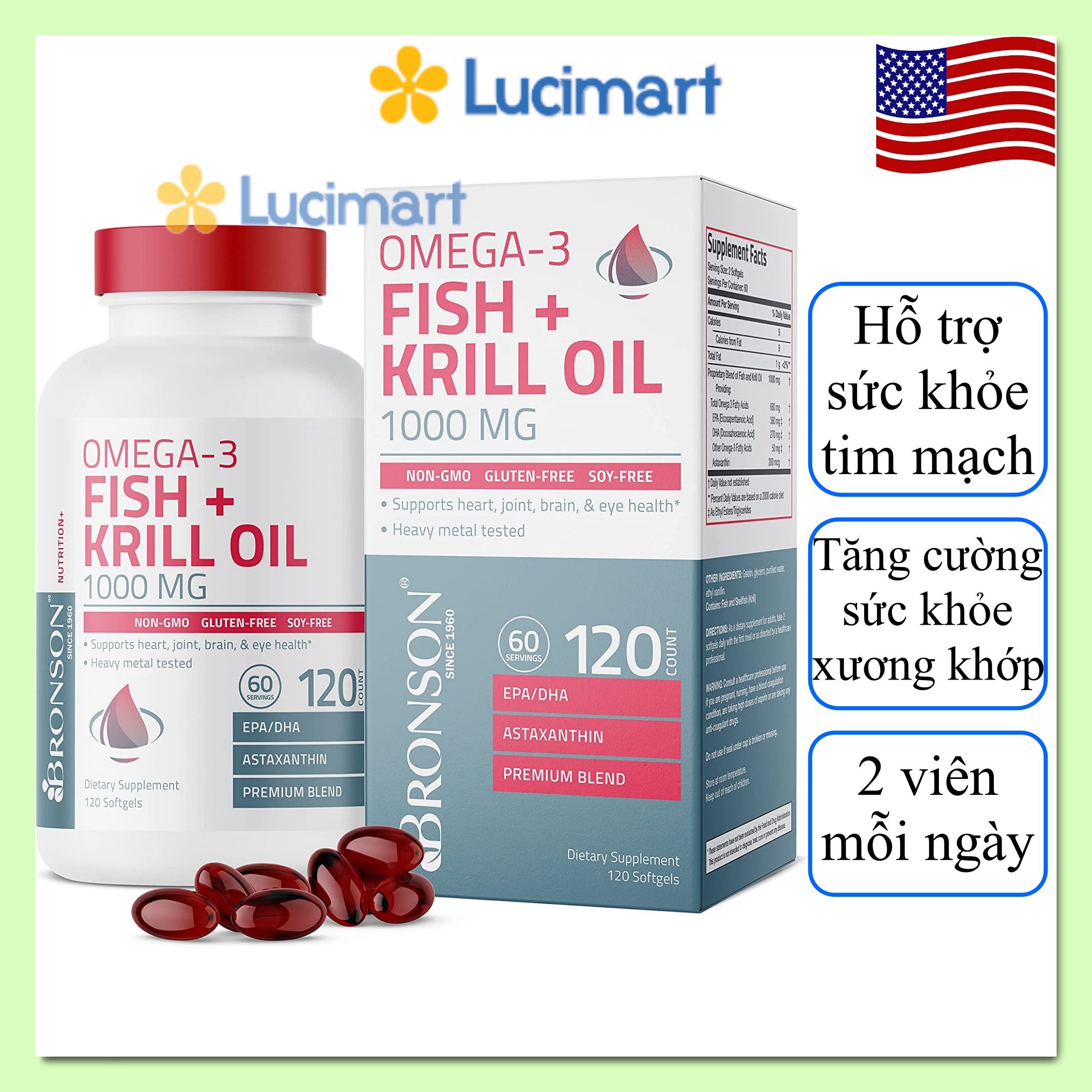 Viên uống dầu nhuyễn thể Omega-3 Fish + Krill Oil 1