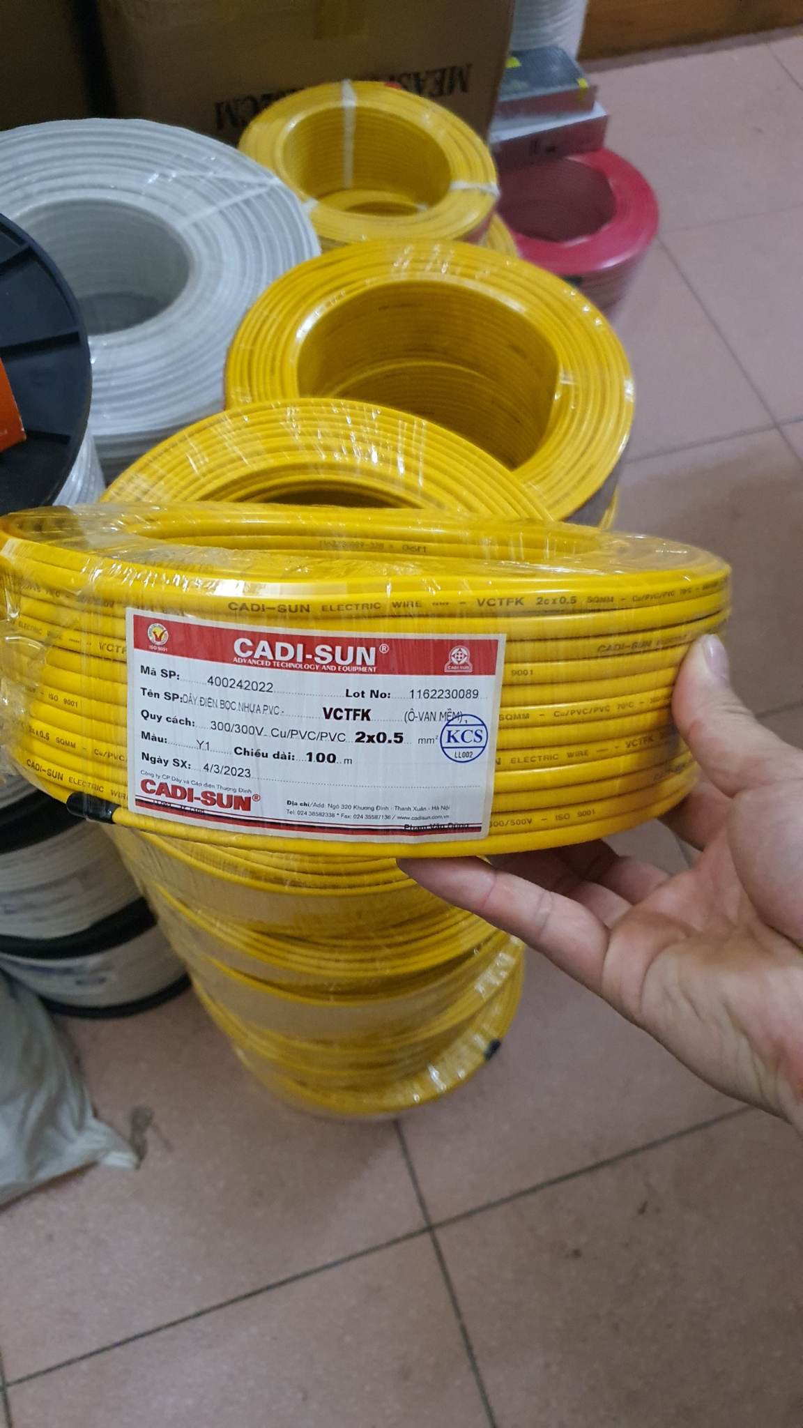 Dây điện cadisun 2x0.5 100m chuẩn đồng, bọc 2 lớp an toàn