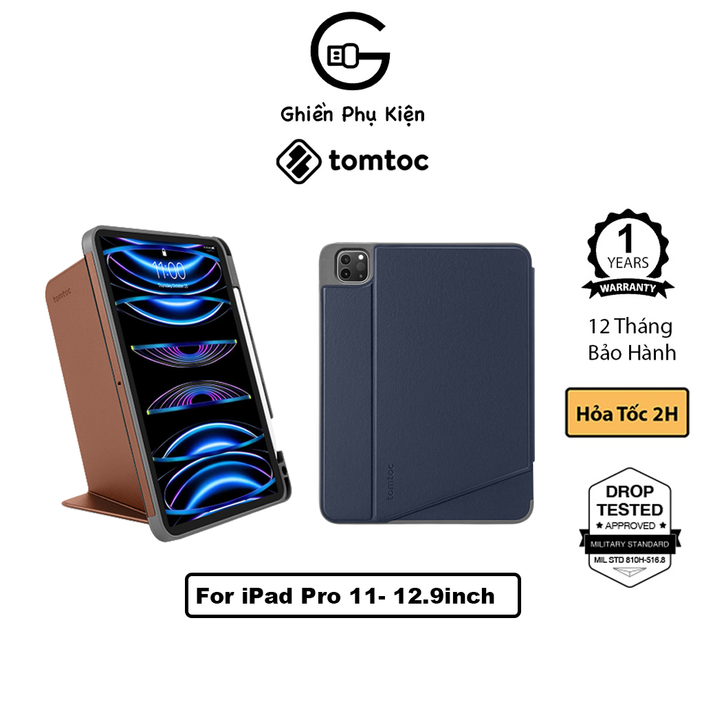 Bao da tomtoc usa inspire tri-mode case dành cho ipad pro m1/m2 11/12.9inch 2021-2022 - hàng chính hãng