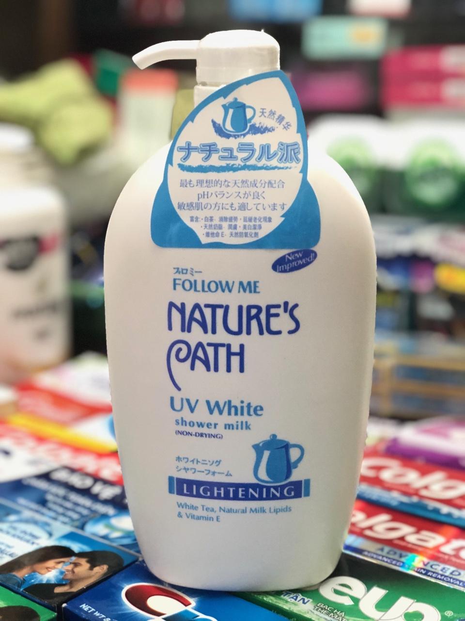 Sữa tắm trắng da follow me nature path uv white shower milk 1000ml