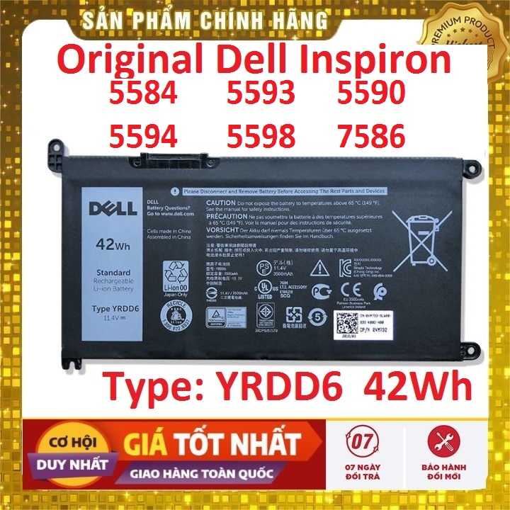 Pinoriginal dell vostro 5481 5581 5490 5590 yrdd6 - pin zin bảo hành 6 tháng *