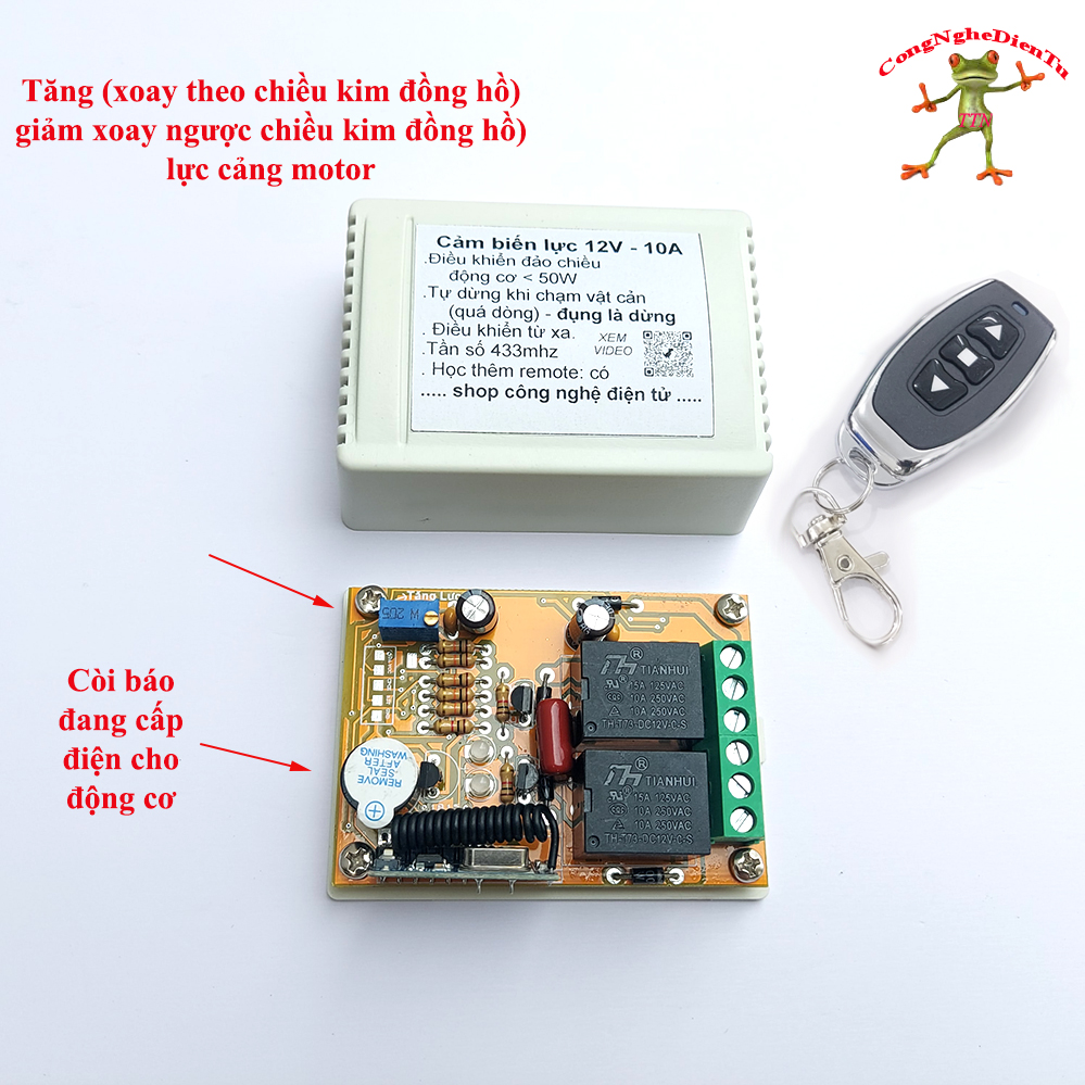 Điều khiển từ xa đảo chiều motor 12v- 10A - cảm biến lực
