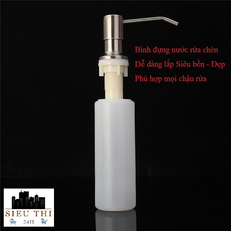 BÌNH ĐỰNG NƯỚC RỬA CHÉN - BÁT GẮN CHẬU RỬA TIỆN DỤNG. Đầu xịt Inox 304, Gắn được với mọi loại chậu rửa Chén - Bát. Lấy nước rửa chén chỉ bằng 1 lần nhấn tiện dụng - dễ dàng.