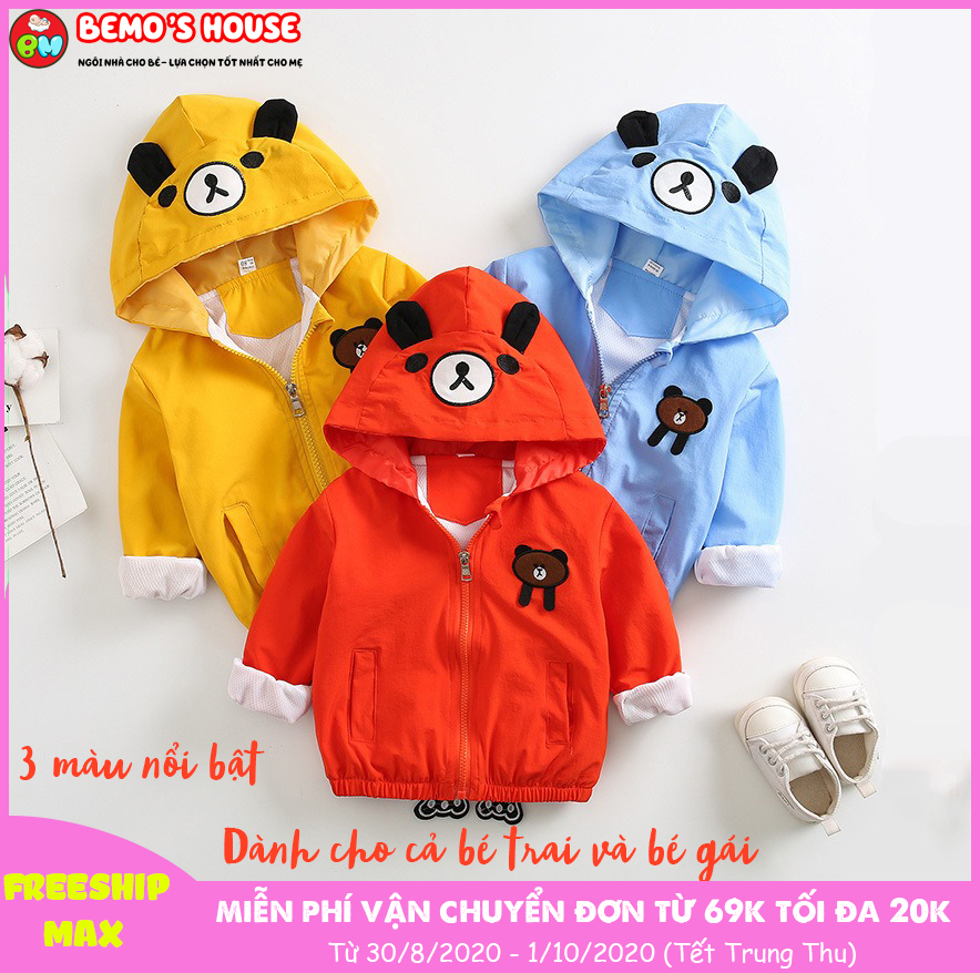 [FREESHIP MAX] Áo khoác gió cho bé bền nhẹ, đa chức năng ❤️chống nắng, chống lạnh chống gió khi đi xe máy ❤️áo khoác gấu cho bé trai và bé gái