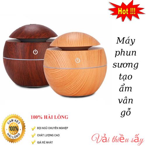 Máy Phun Sương Tạo Ẩm Vân Gỗ Nhỏ-Máy Tạo Độ Ẩm, Khuếch Tán Tinh Dầu Phun Sương Vân Gỗ