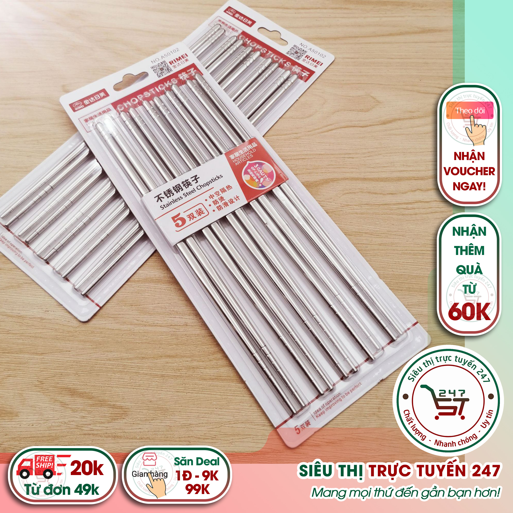 Đũa inox ăn cơm cao cấp phong cách Hàn Quốc