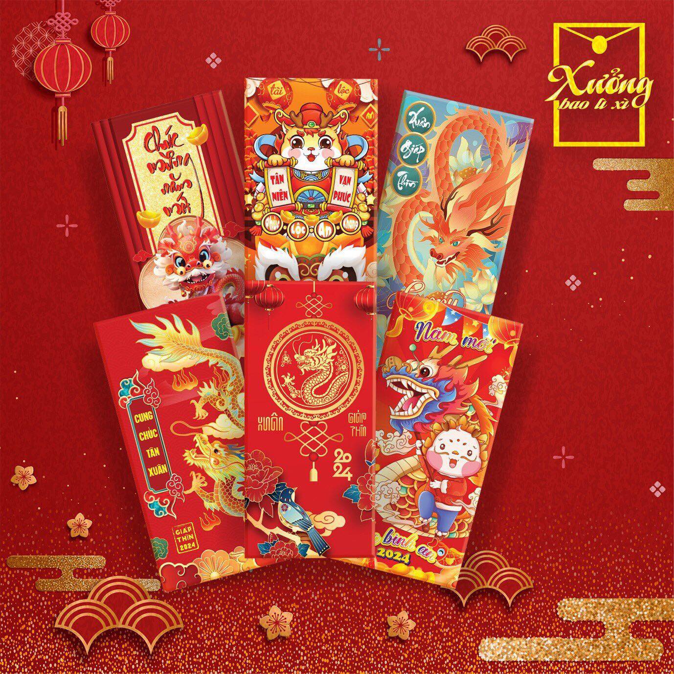 Bao lì xì tết 2024. giáp thìn