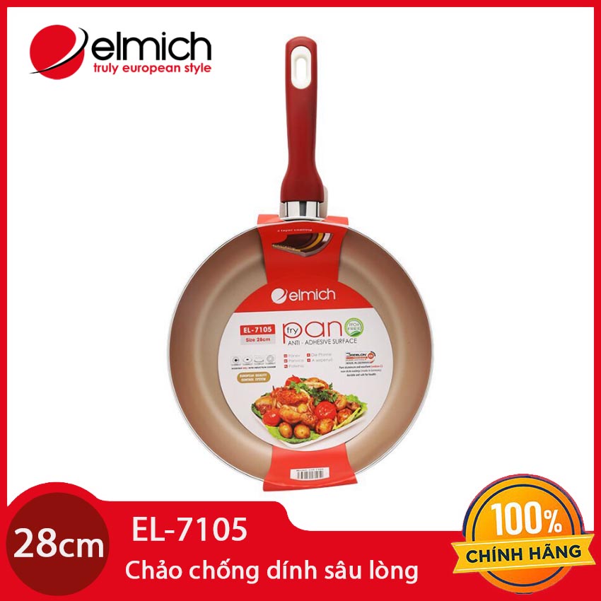 Chảo nhôm chống dính sâu lòng đáy từ Elmich EL710x đường kính miệng 20/24/26/28cm Chính Hãng, Bảo hành 12 tháng