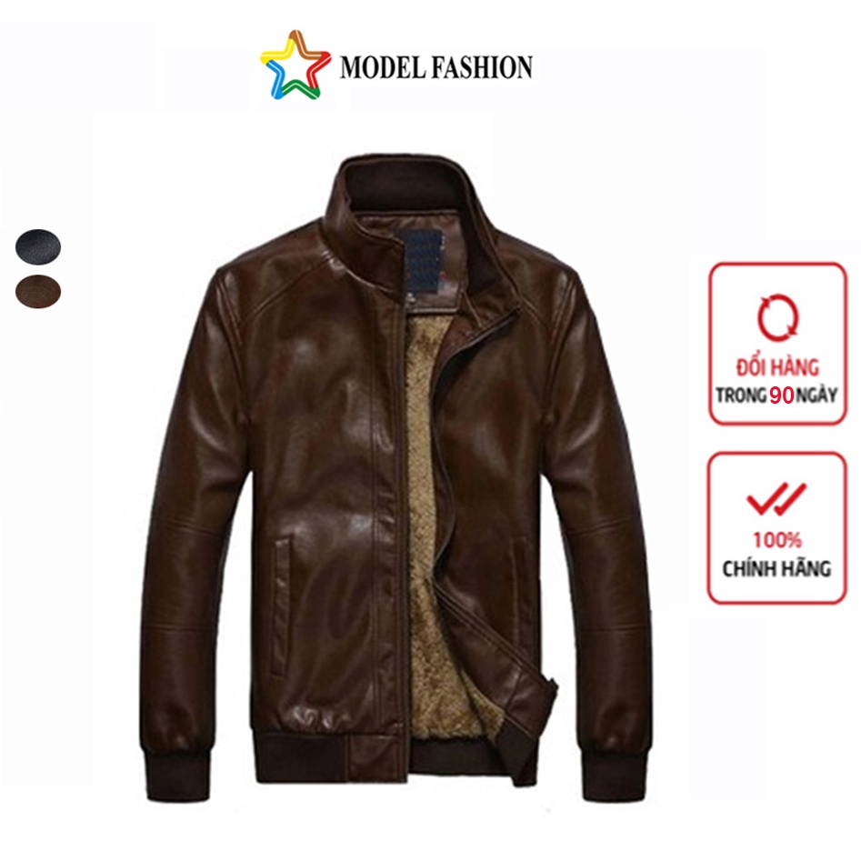 Áo khoác da nam lót lông thu đông model fashion - ak559 nâu - đen