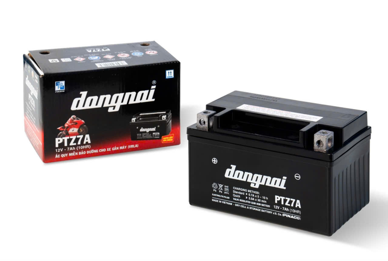 Ắc quy xe máy Đồng Nai PTZ7A 12V-7Ah dùng cho xe Atila ,xe Yamaha force