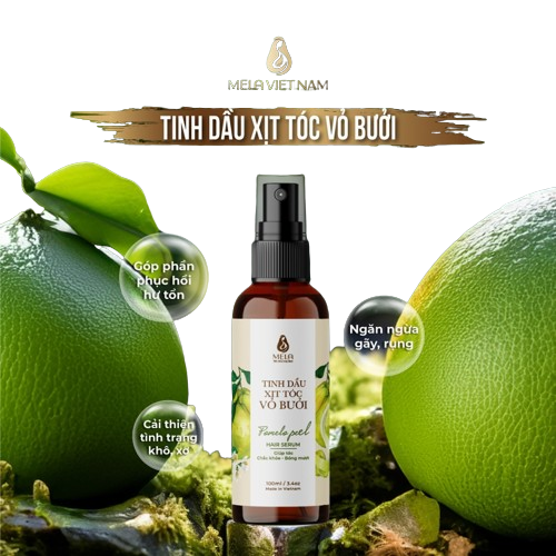 Xịt dưỡng tóc vỏ bưởi mela giảm gãy rụng làm mượt, serum dưỡng tóc thiên thiên 100ml