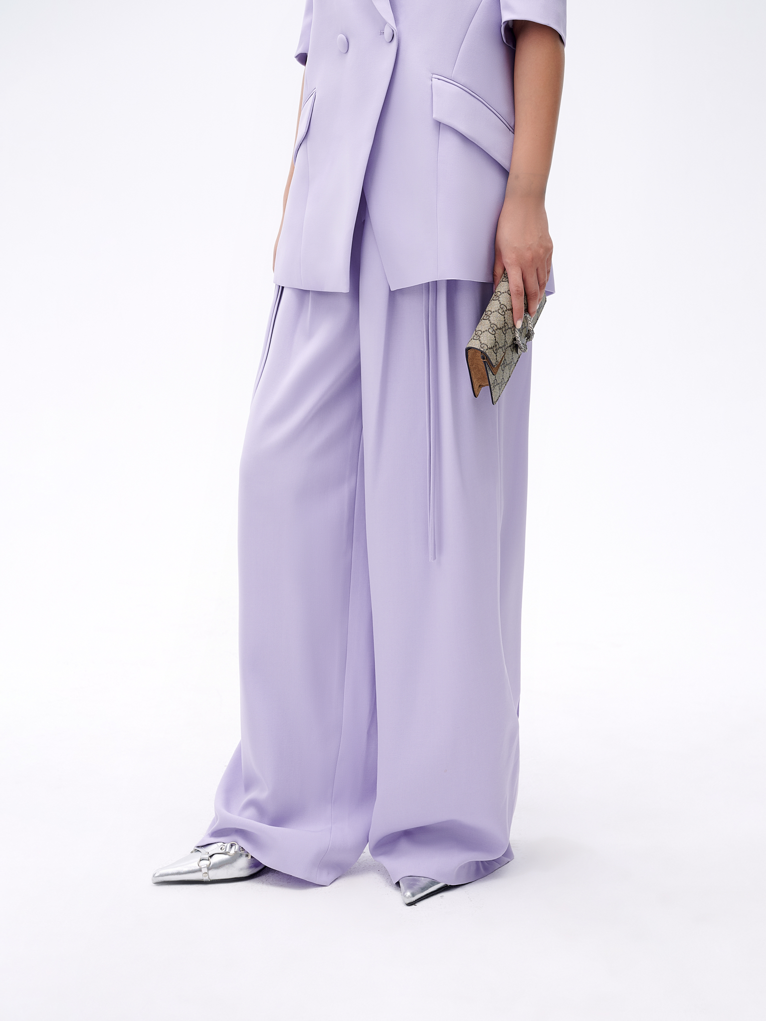 Quần thời trang ống rộng cạp cao - esther studios - mega pants - violet