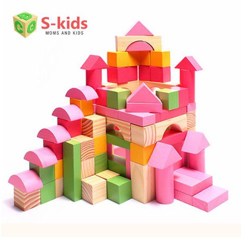Khối xếp hình xây dựng 100 pcs, đồ chơi kỹ năng sáng tạo - m262 - đồ chơi gỗ s-kids