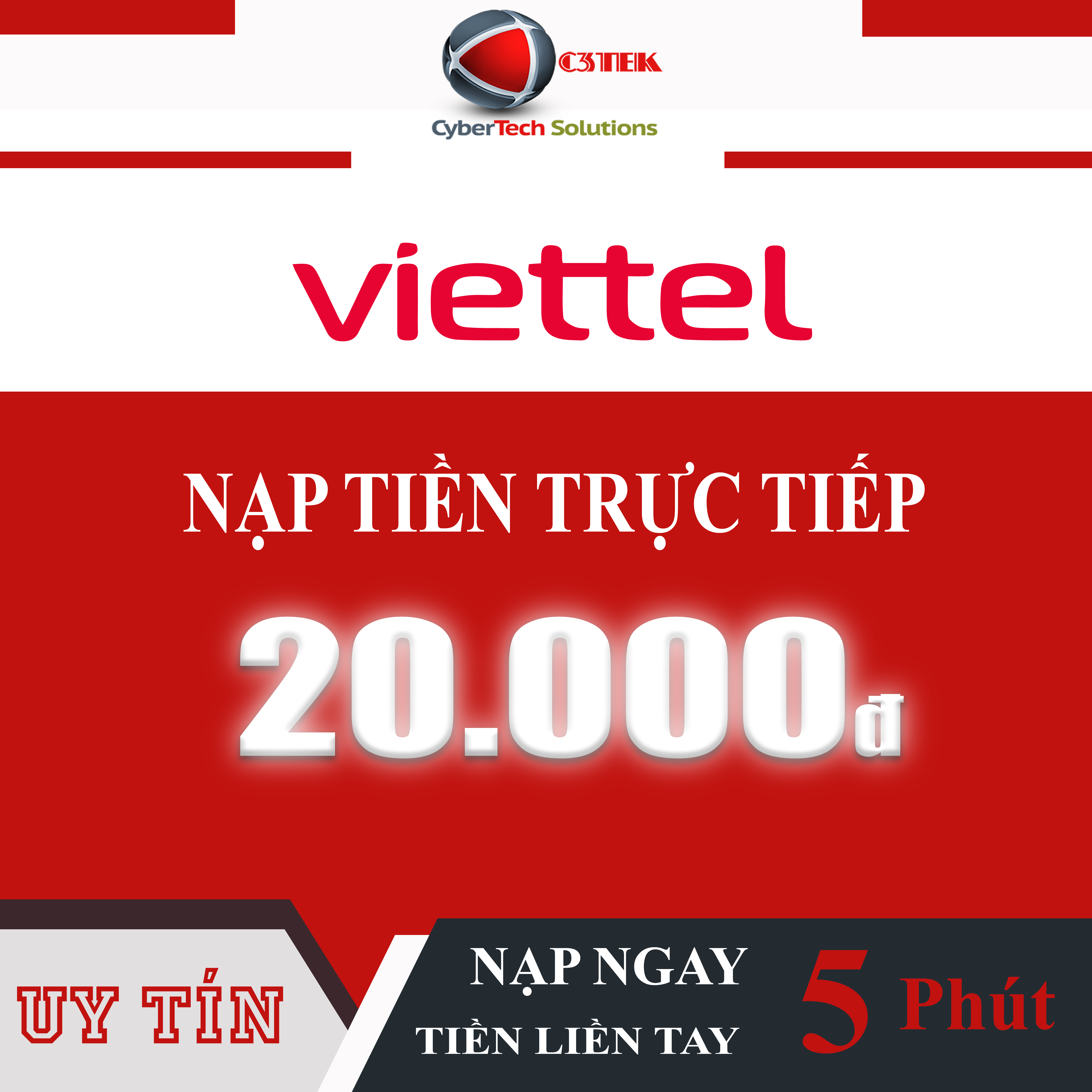 [C3TEK] Nạp tiền VIETTEL 20K (Nạp Thẻ Trực Tiếp vào thuê bao - Không cần OTP) - Áp dụng cho cả trả t