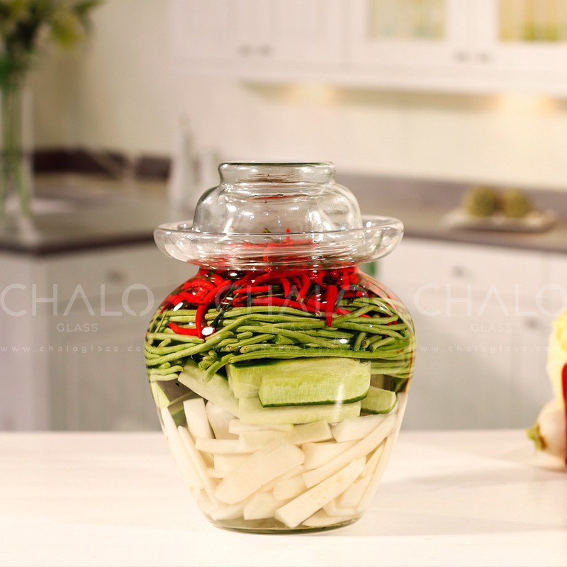Hũ thuỷ tinh muối dưa cà 4700ml kèm bát thuỷ tinh, bình thuỷ tinh muối dưa đa năng
