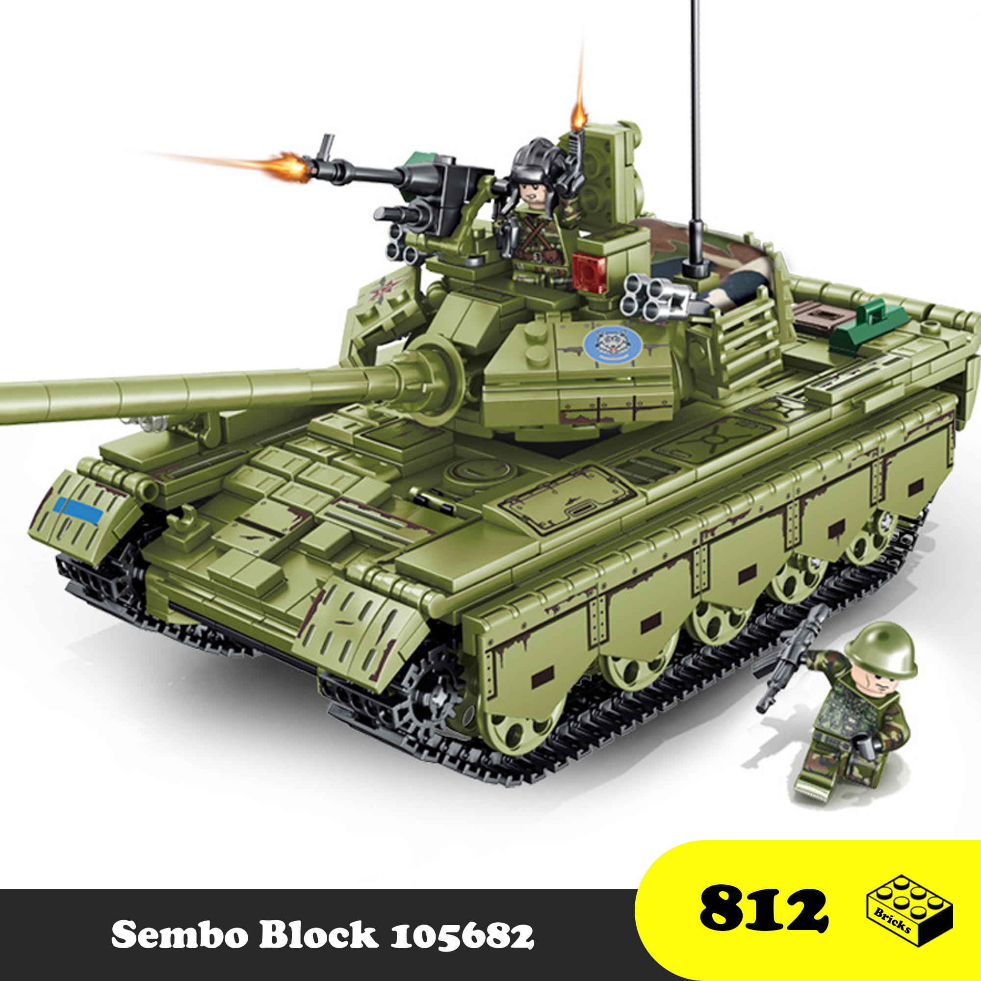Lego Lắp Ráp Xe Tank hạng nặng Đời 59 - Lego Sembo Block 105682 JAGGED HEAVY ENEMY FORCE 59 CHANGE TANK