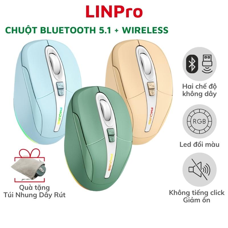 Chuột Bluetooth không dây Led Fmouse M503 silent, Chuột Macbook pin sạc cổng Type C phù hợp vói PC/Laptop – LINPRO