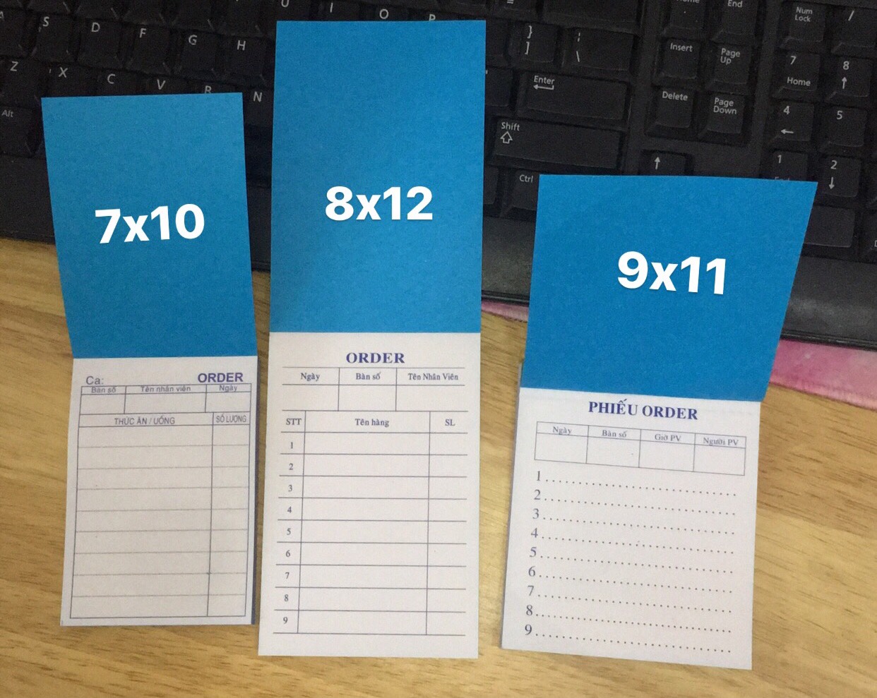 Combo 20 cuốn sổ order 2 liên 100 tờ 7x10, 8x12, 9x11