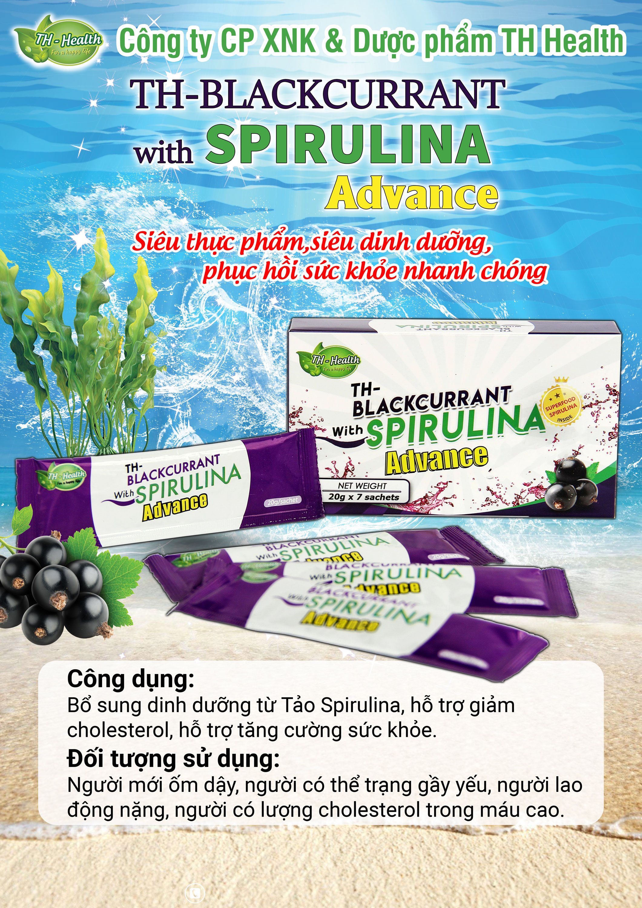 Thực phẩm bảo vệ sức khỏe TH-Blackcurrant with Spirulina Advance- TẢO