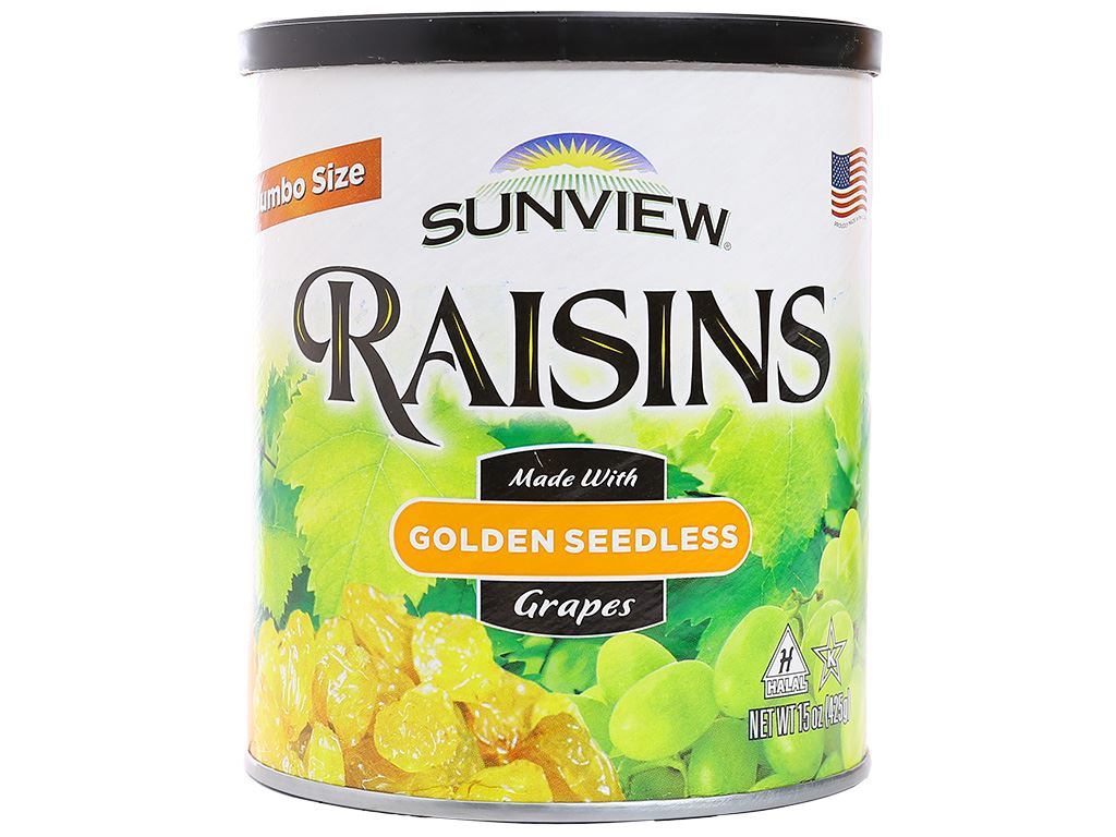 Nho khô vàng Mỹ Sunview Raisins lon 425g