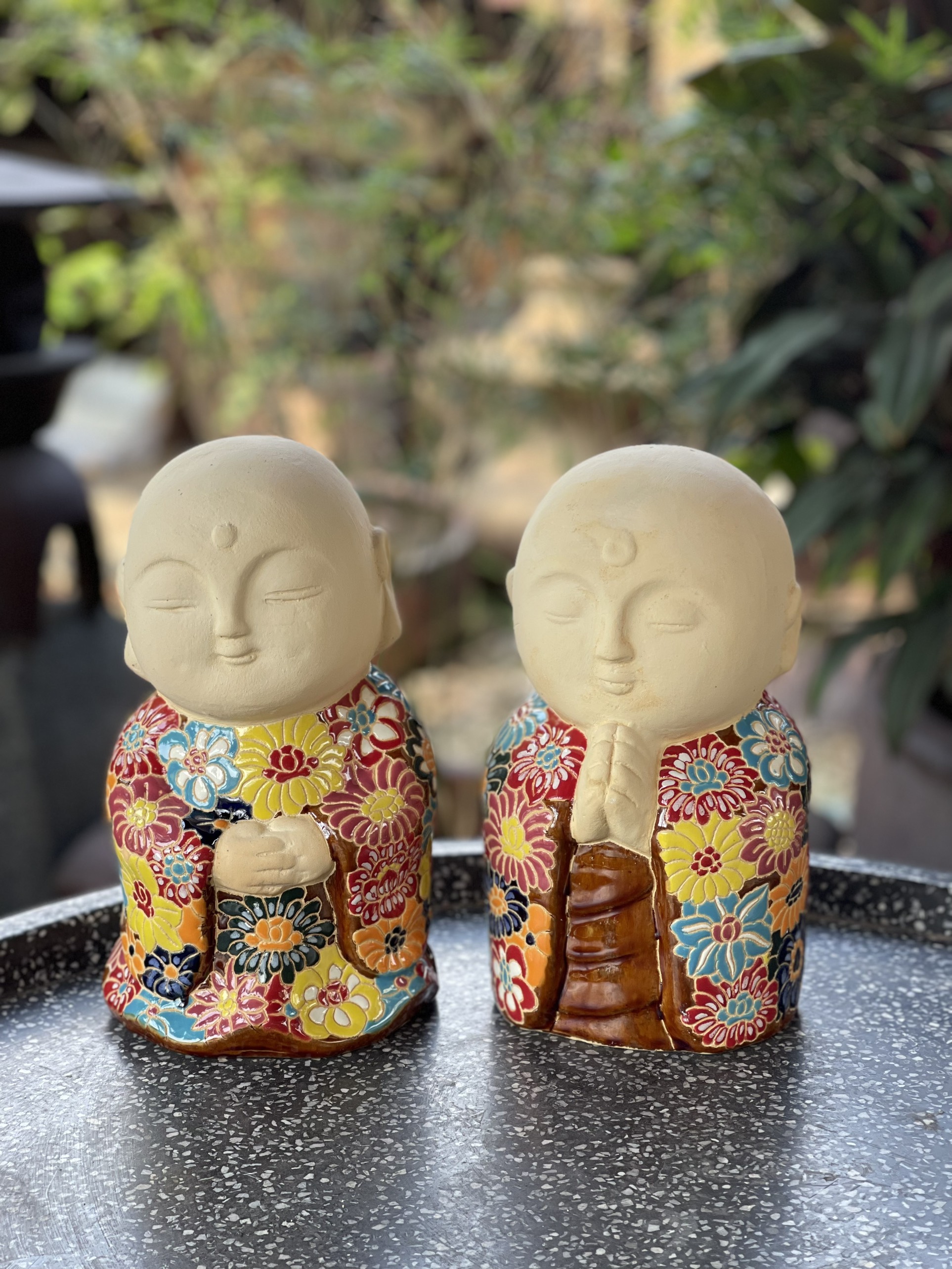 Tượng an nhiên gốm sứ bách hoa thủ công nam bộ trang trí decor