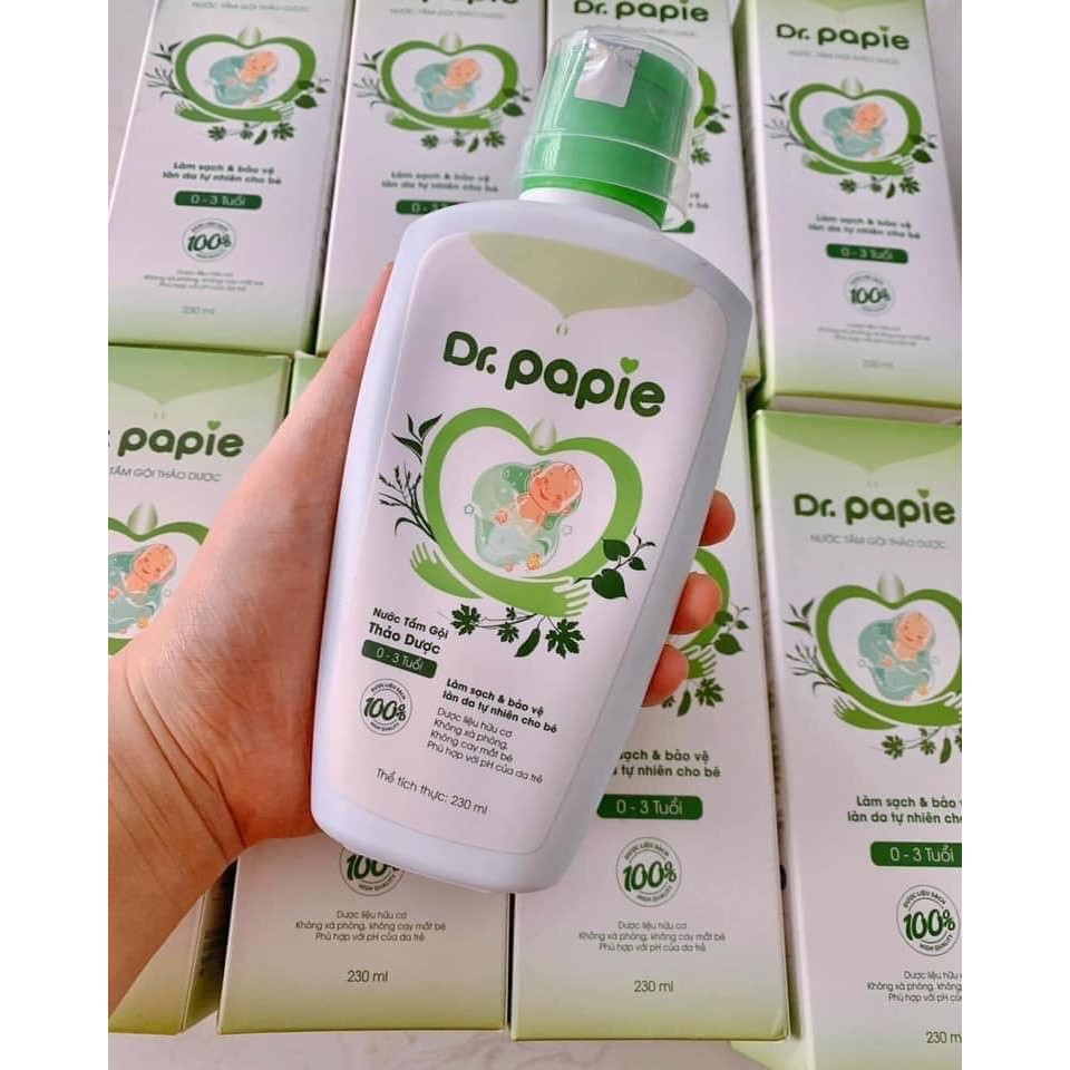 Nước Tắm Gội Thảo Dược Dr Papie 230ml ( 0-3 tuổi )