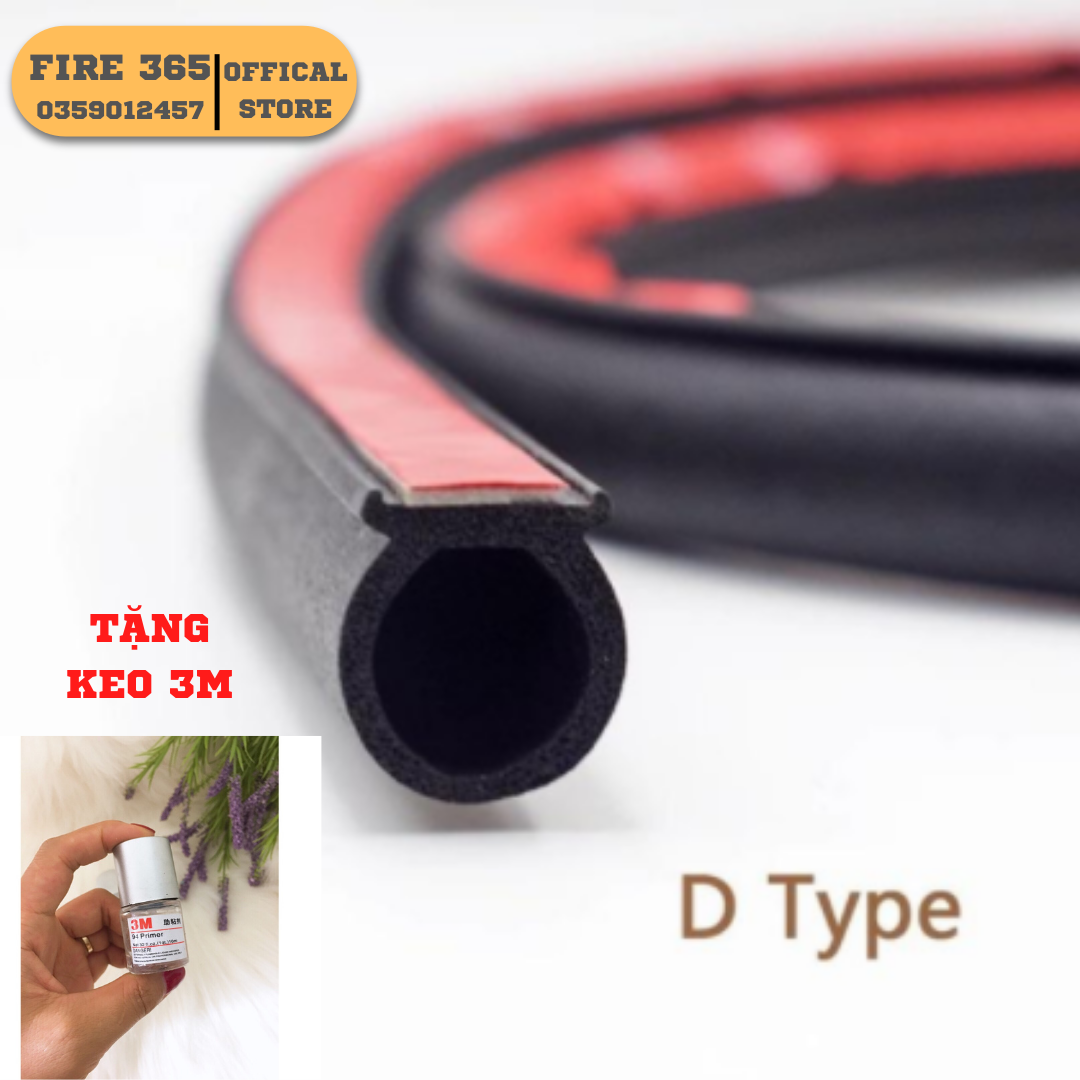 10M gioăng cao su chữ D kt 15x15mm chống bụi chống ồn chỉ với 179.000vnd + Tặng ngay dung môi 3M siêu dính