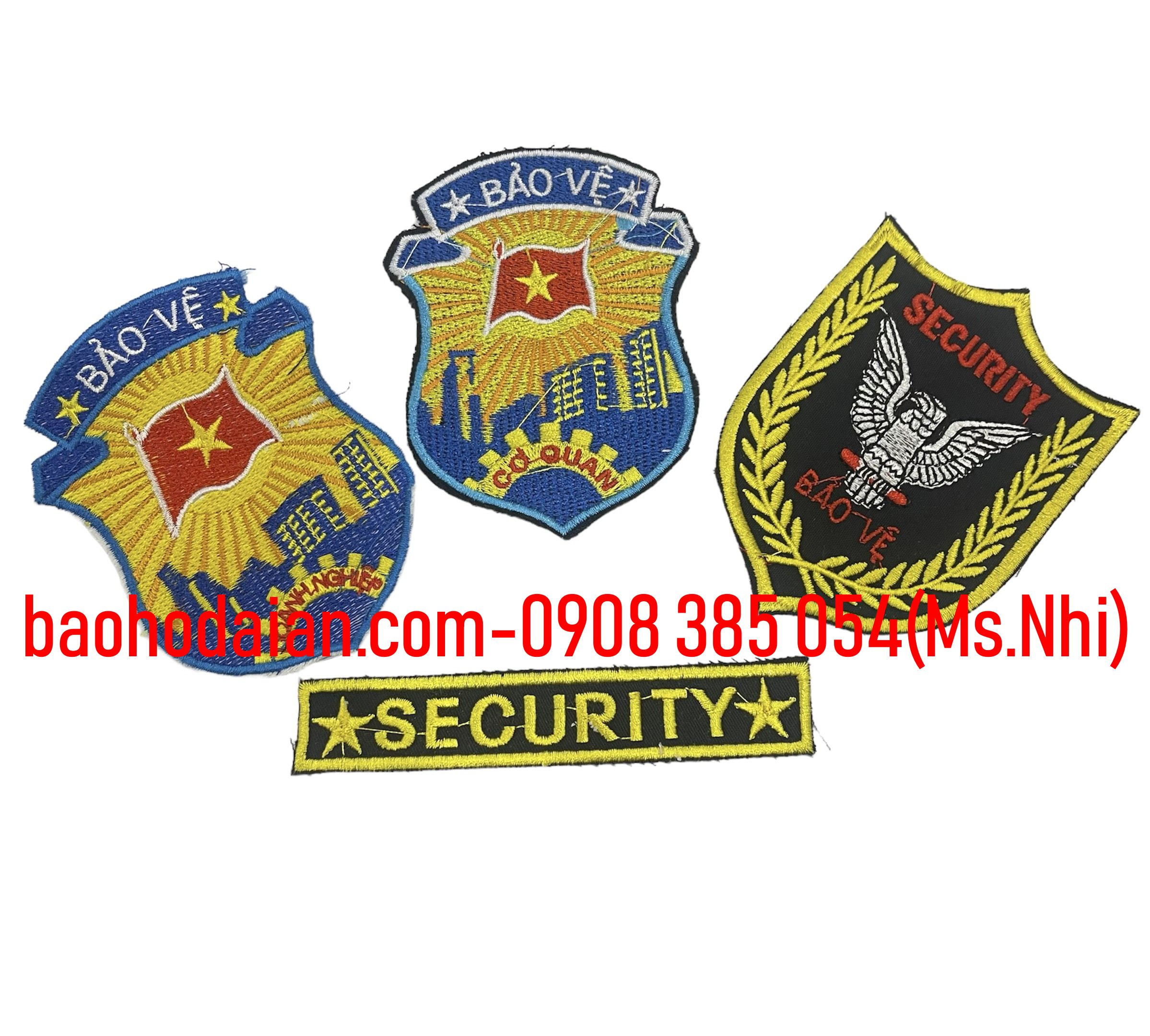 Logo đính kèm đồng phục bảo vệ thêu may sẵn- Hình thật