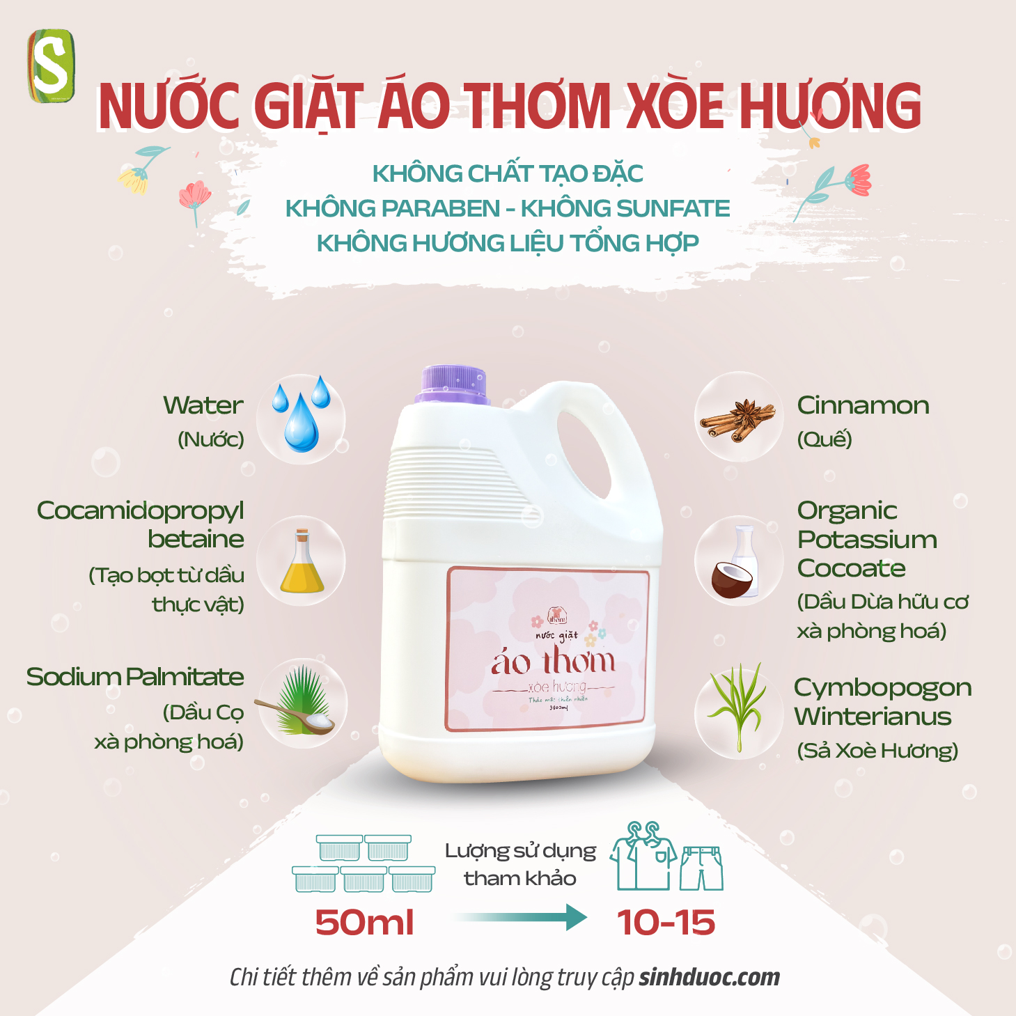Nước giặt áo thơm - xoè hương - sinh dược