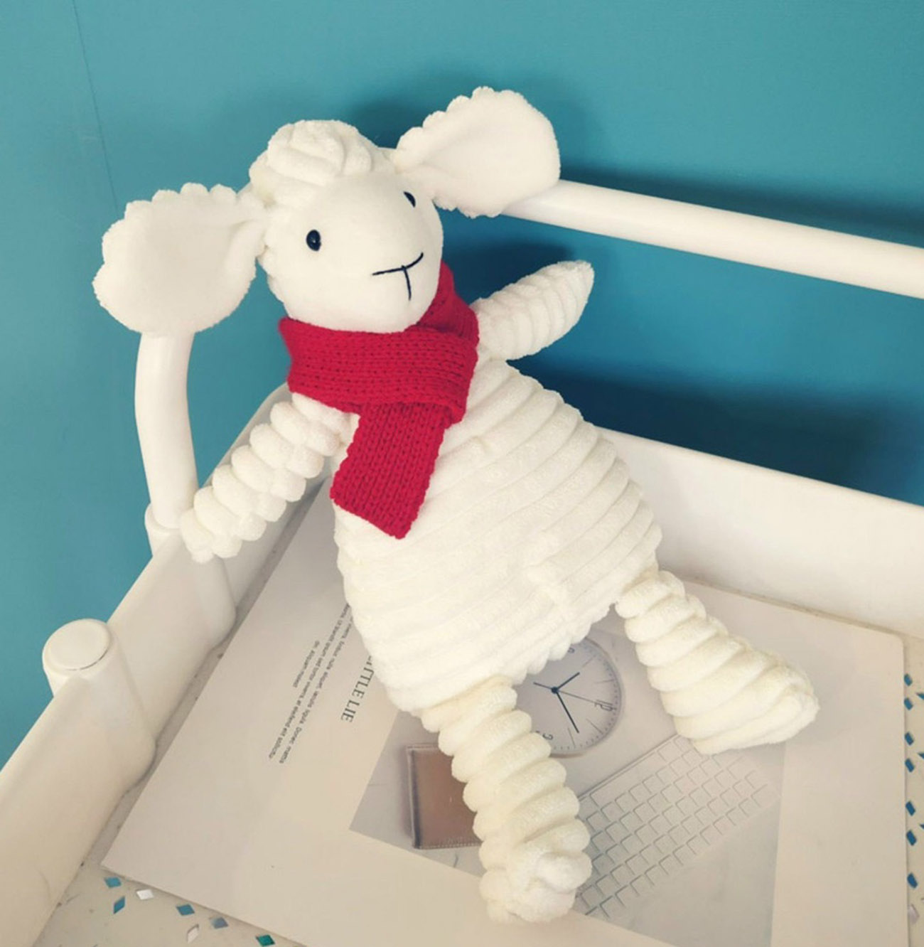 Thú nhồi bông, cừu bông trắng siêu mềm mịn đáng yêu cho bé