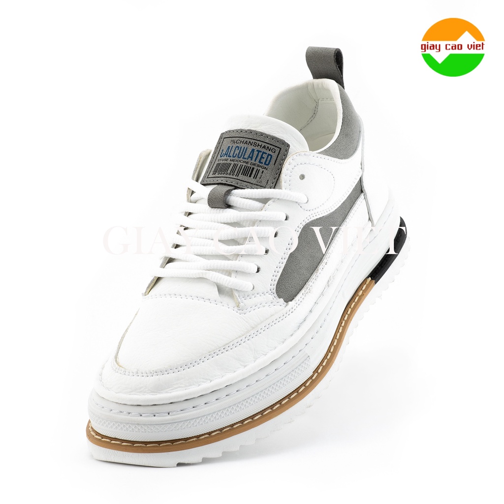 Giày sneaker thể thao nam tăng chiều cao - giaycaoviet - da bò nappa tăng cao 5cm gd03 plus