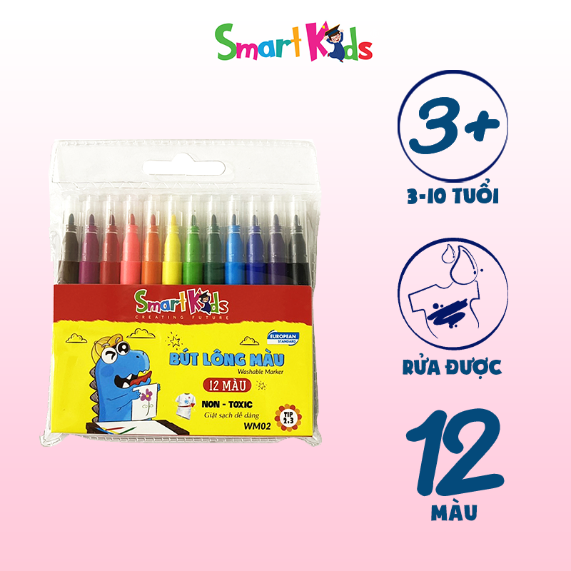 Bút lông màu rửa được Smartkids WM02 (12 màu/vỉ)
