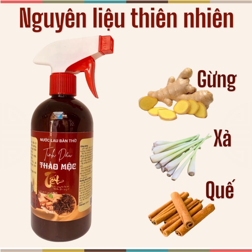 NƯỚC LAU BÀN THỜ TINH DẦU THẢO MỘC 500ML - NƯỚC THƠM , NƯỚC BAO SÁI LÀM SẠCH BỤI BẨN , KHỬ MÙI HÔI MỐC, ĐUỔI CÔN TRÙNG - NƯỚC LAU BÀN THỜ TĂNG VƯỢNG KHÍ TÀI LỘC