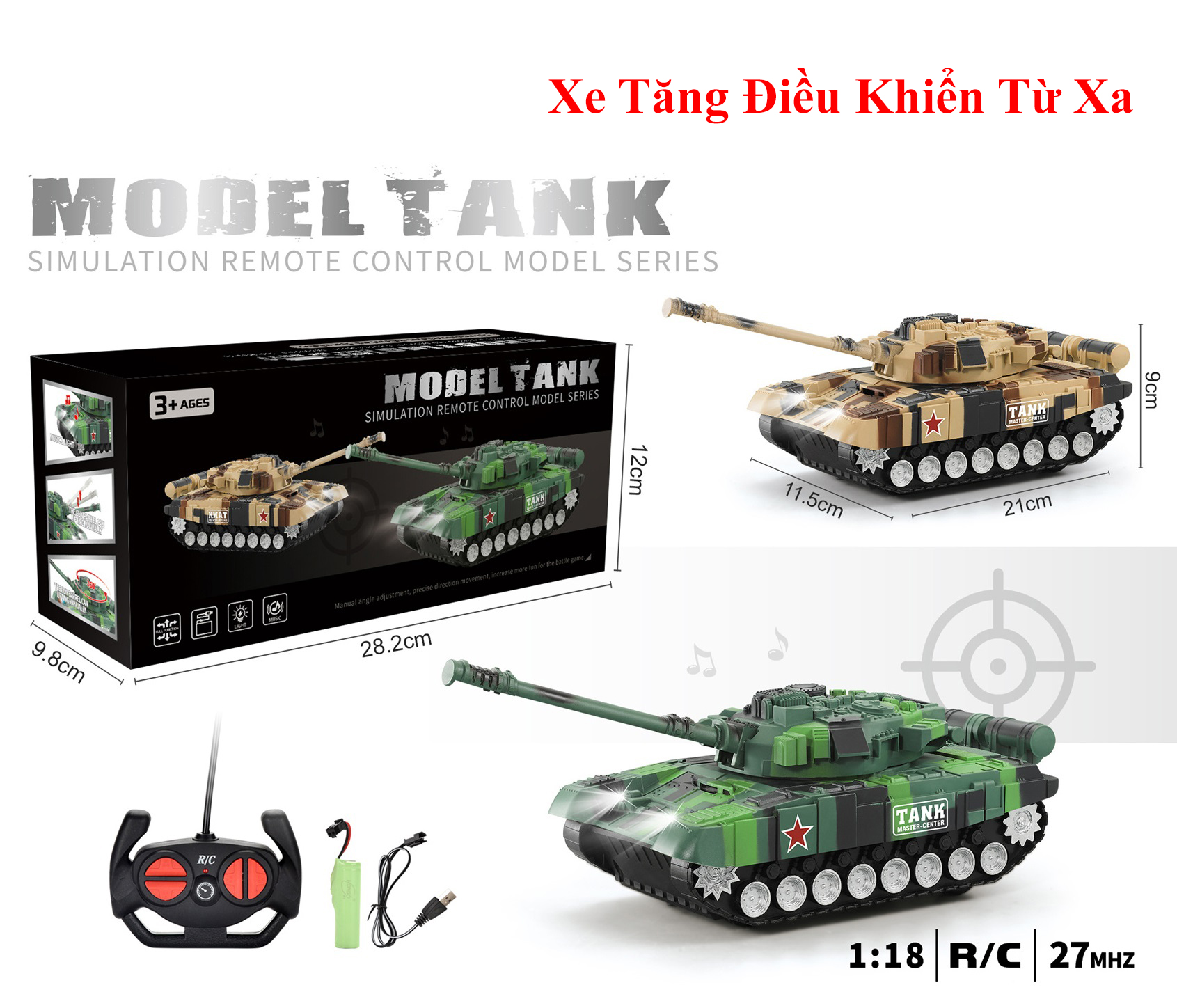 Đồ chơi xe tăng điều khiển từ xa – xe oto xe tăng chiến đấu - dy987-t7