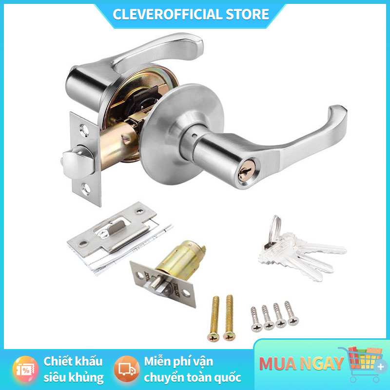 ⚡Miễn Phí Vận Chuyển⚡ Khoá tròn tay gạt thẳng cứng cáp - Khóa tay nắm cửa 25-45mm/45-65mm cho phòng tắm,Khóa phòng tắm,Khóa sắt