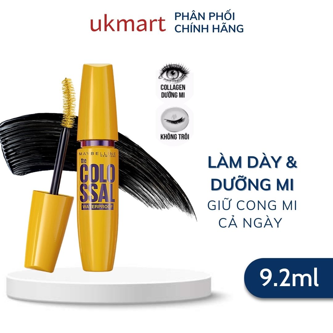 Mascara Dưỡng Mi Collagen Dày gấp 10 lần Maybelline New York Colossal Không Lem 9.2ml