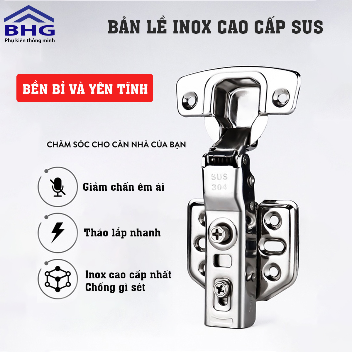 Bản lề chính hãng inox sus bản lề bật hơi giảm chấn sus inox 304, bản lề cửa giảm chấn bật hơi sus 304