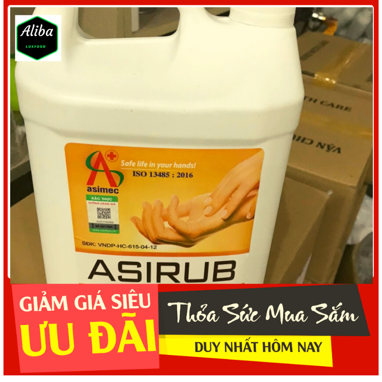 [antamshoptainha] NƯỚC RỬA TAY KHÔ ASIRUB CAN 5L Dành cho nhân viên y tế –  Người nhà và khách thăm các cơ sở y tế, ALIBALUXFOOD