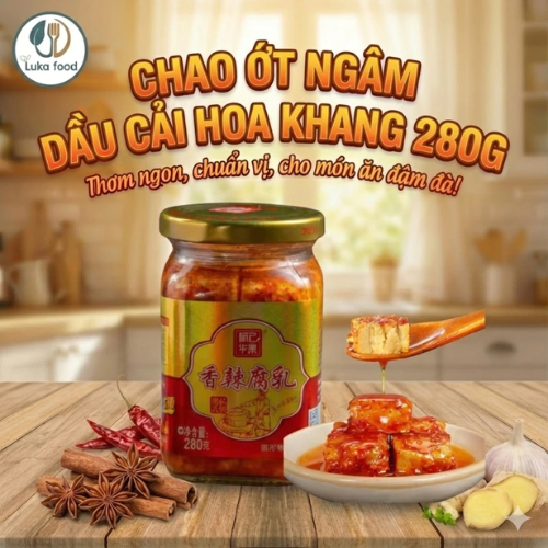 Chao Ớt Ngâm Dầu Cải Hoa Khang 280g - Chấm Lẩu Nướng, Ướp Thịt Siêu Thơm Béo Đặc Sản Hồ Nam Cay Nồng Luka Food
