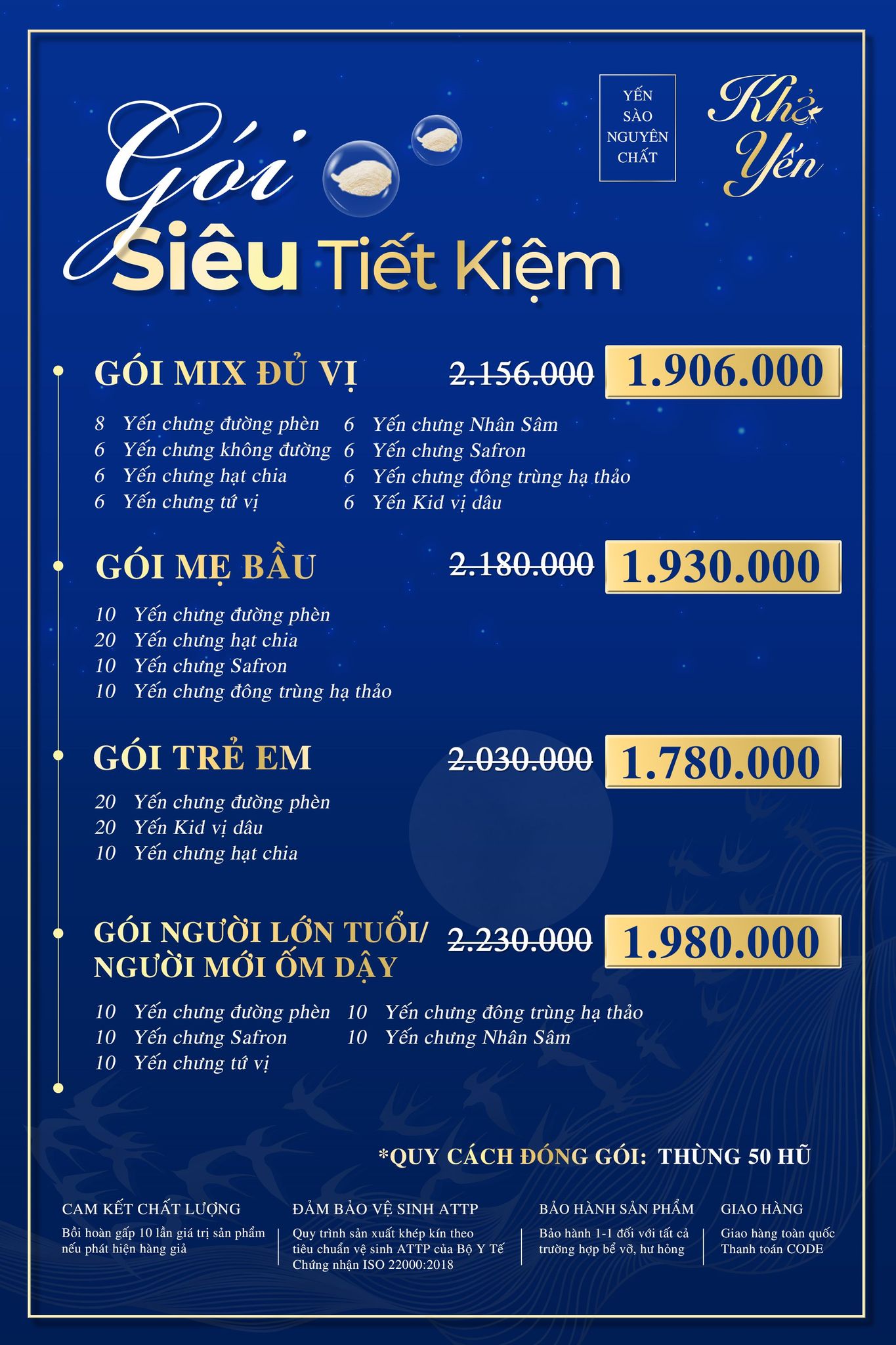 Gói siêu tiết kiệm - 50 hũ - tiết kiệm được 250k