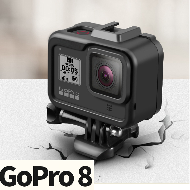 Khung bảo vệ gopro 8 bằng nhựa chống va đập hỗ trợ gắn đèn chiếu sáng