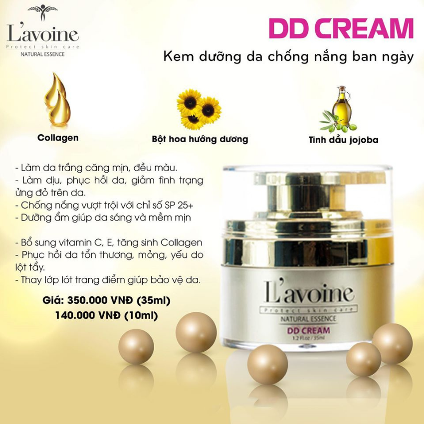 KEM DƯỠNG TRẮNG BAN NGÀY DD CREAM LAVOINE - 35 ML - DƯỠNG TRẮNG & CHỐNG NẮNG